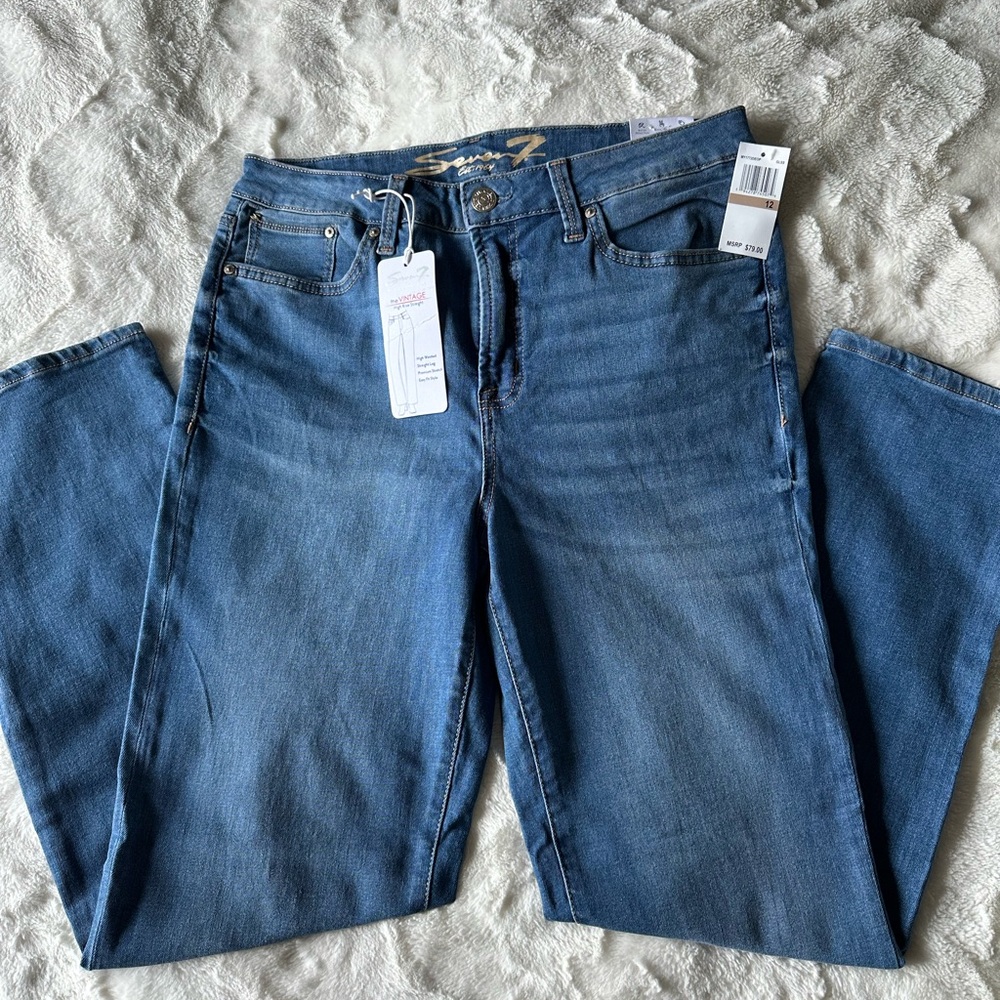 Women's Seven7 Straight Leg Blue Jeans